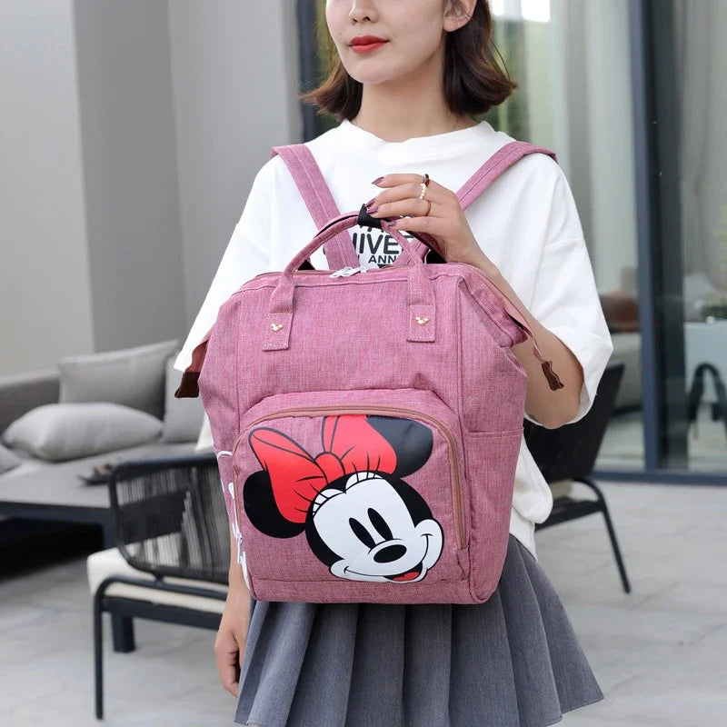 Disney Minnie's New Diaper Bag Backpack Cartoon Cute Mother and Baby Bag Large-capacity Multi-functional Fashion Go Out Baby Bag
