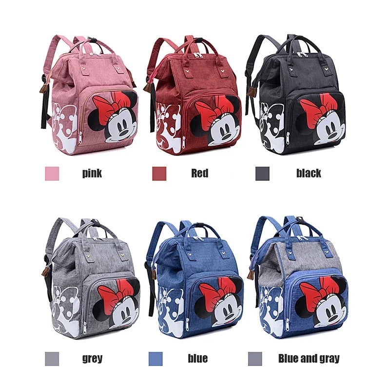 Disney Minnie's New Diaper Bag Backpack Cartoon Cute Mother and Baby Bag Large-capacity Multi-functional Fashion Go Out Baby Bag