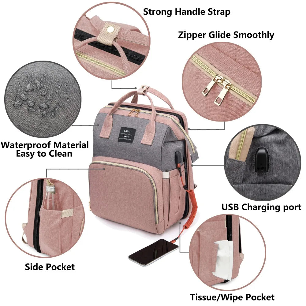 All-in-One Mommy Bag – Foldable Crib, Diaper Backpack & Travel Organizer 2025