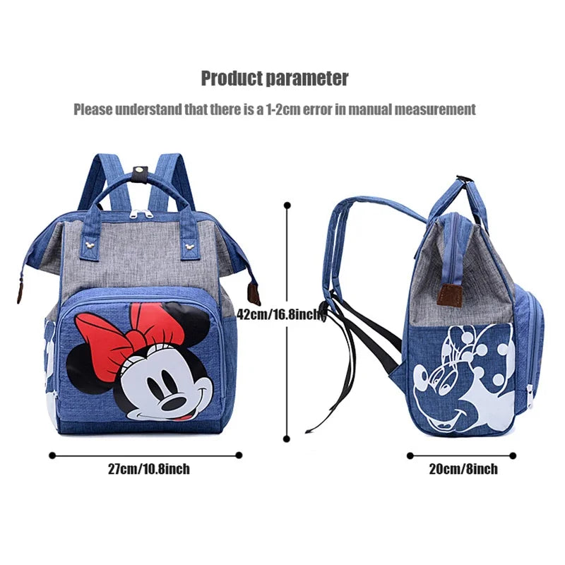 Disney Minnie's New Diaper Bag Backpack Cartoon Cute Mother and Baby Bag Large-capacity Multi-functional Fashion Go Out Baby Bag